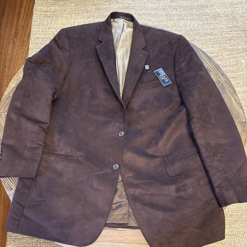 Chaps Ralph Lauren Blazer Mens 46L Brown Faux Suede Suit Jacket Sport Coat NEW - Picture 1 of 9
